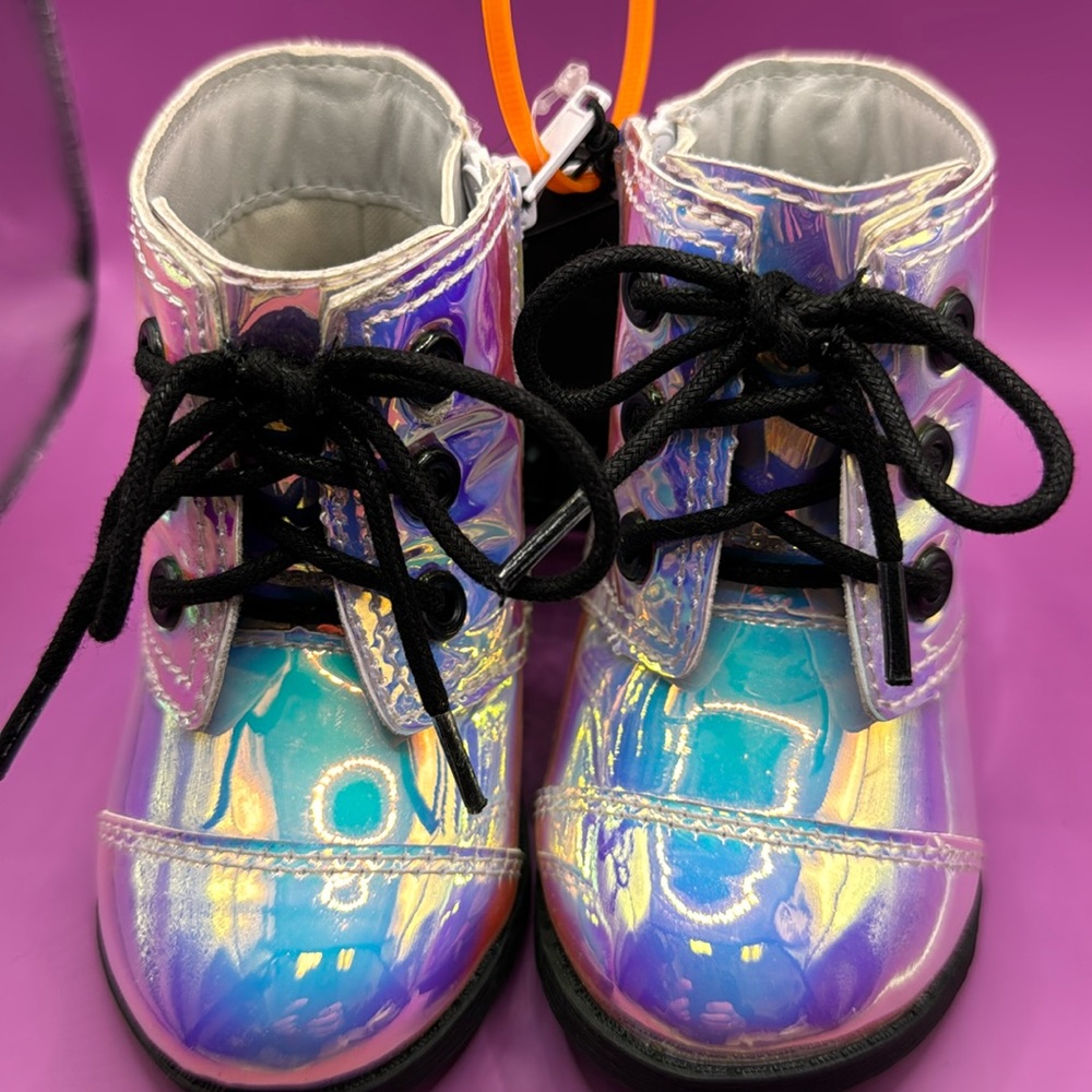 Baby girl holographic zip up boots